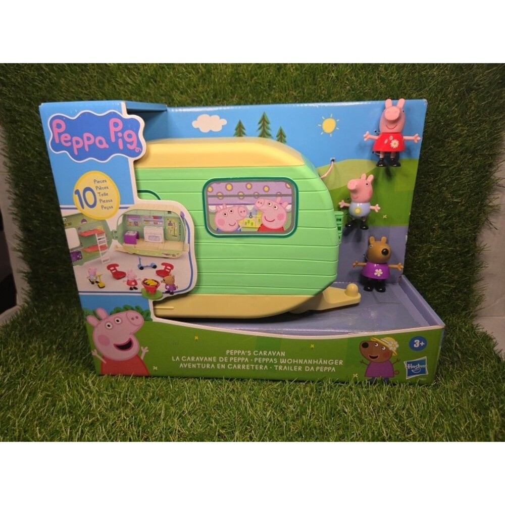 New Hasbro Peppa Pig Caravan 10 pc Set -Shelf